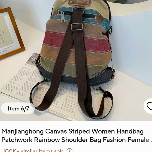 Striped Multi-Color Women's Backpack - Picture 3 of 7